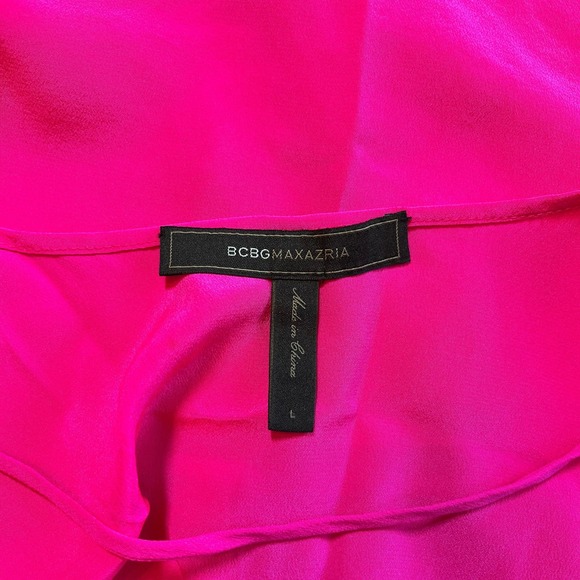 BCBG Silk Fuchsia Pink Tank Top L Sexy Strappy Resort Sleeveless Flowy Old Money - Picture 4 of 13
